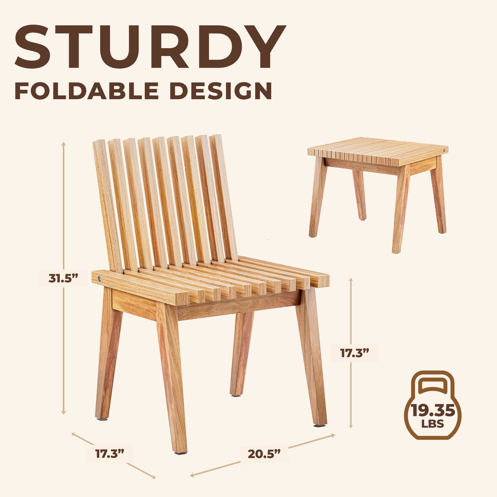 STURDY FOLDABLE DESIGN  
31.5"  
17.3"  
19.35 LBS  
17.3"  
20.5"