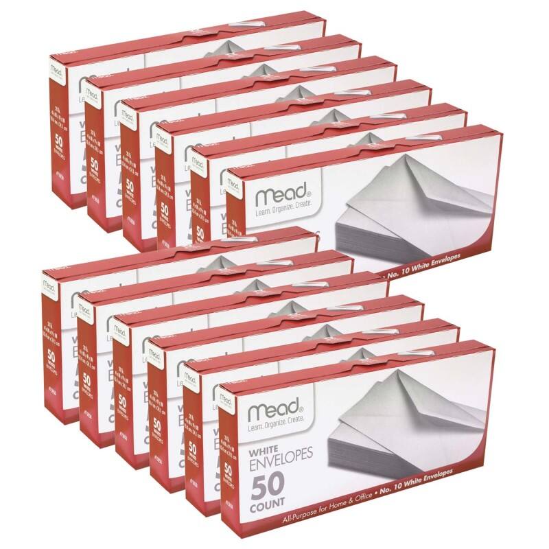 Mead Boxed Envelopes, White, 4.13
