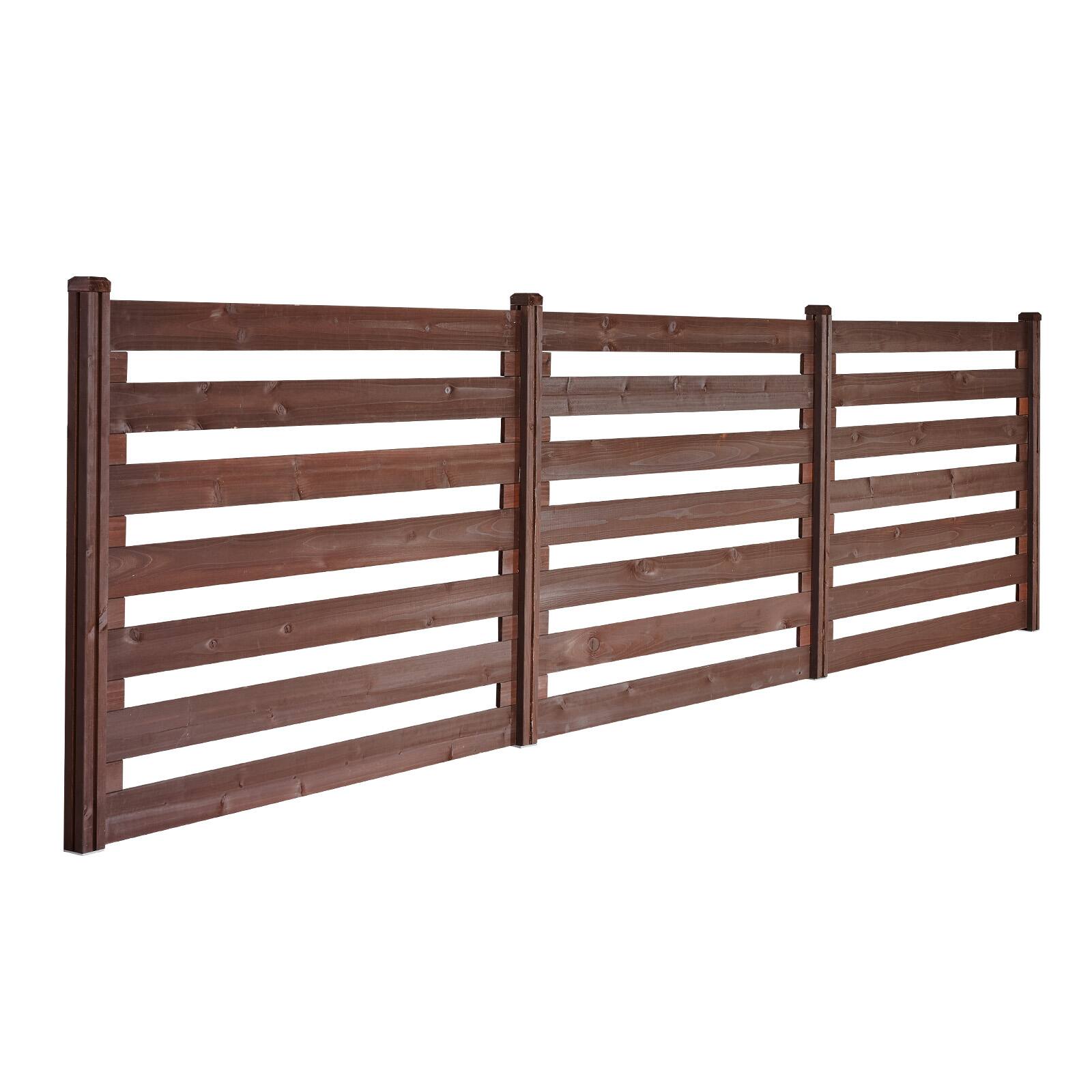 Alt View 4. VEVOR - Wooden Privacy Fence, 48 x 37 inch Air Conditioner Fence, 3 Panel Solid Outdoor Wood Privacy Screen with Metal Stakes - Wood brown.