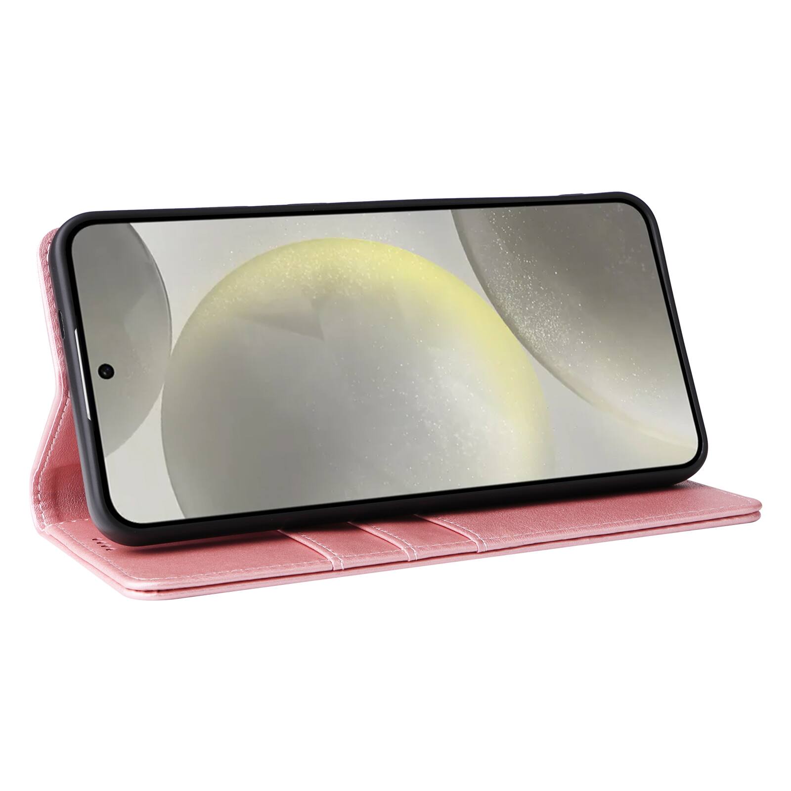Alt View 1. Dteck - Case for Samsung Galaxy S25+,Wallet Case with Card Holder for Women Men,Shockproof PU Leather Flip Kickstand Cover - Rosegold.