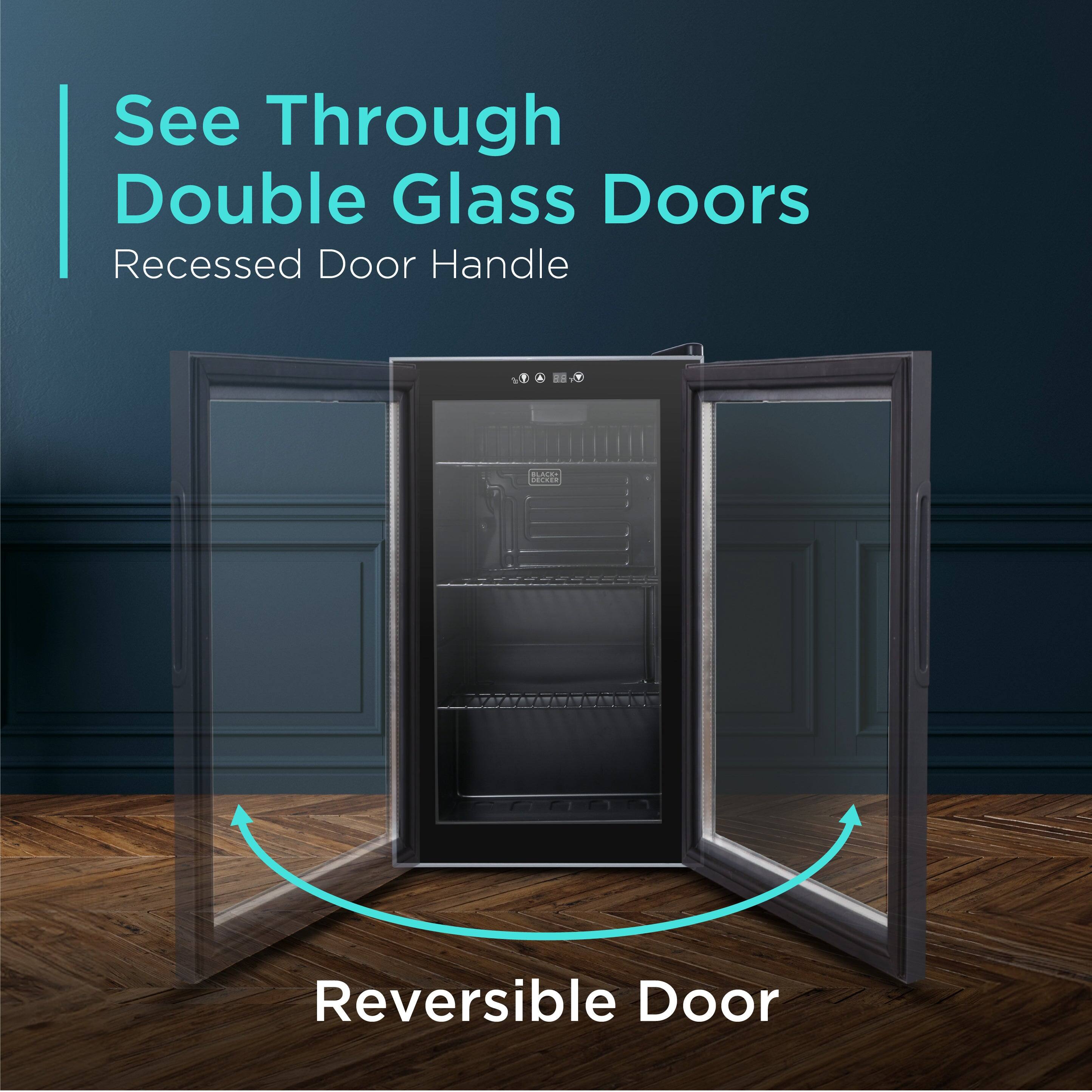 See Through Double Glass Doors Recessed Door Handle Reversible Door
