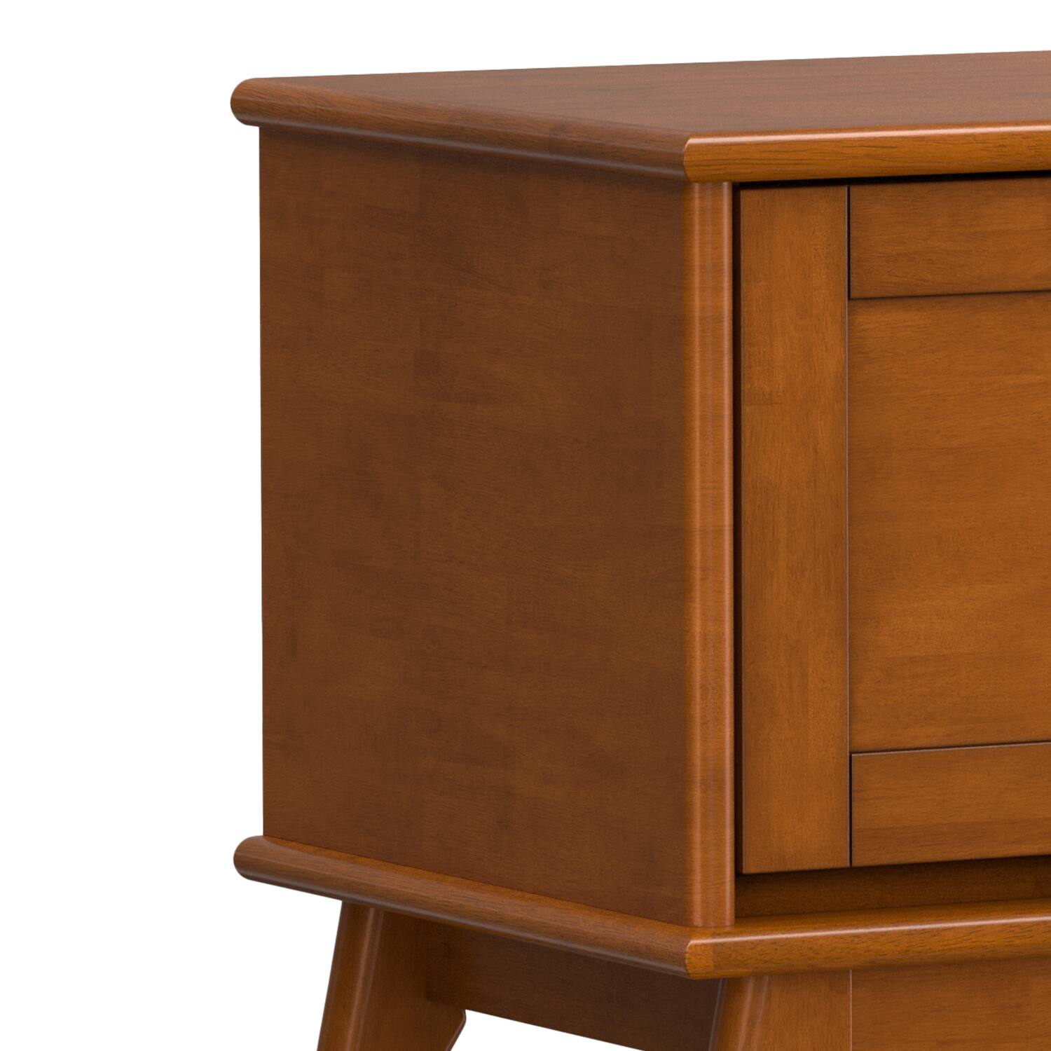 Alt View 2. Simpli Home - Draper 44 inch Wide Solid Wood Mid Century Flip-Down Storage Bench in Teak Brown - Teak Brown.