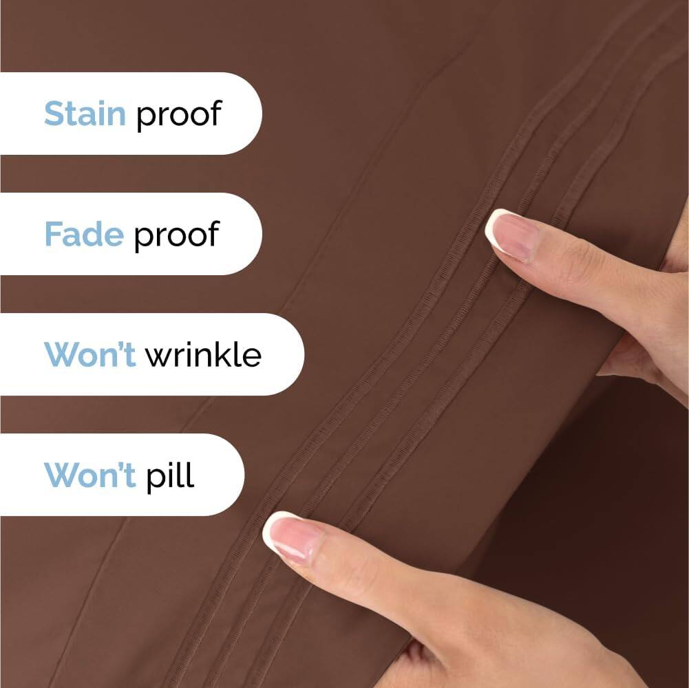 Stain proof  
Fade proof  
Won't wrinkle  
Won't pill