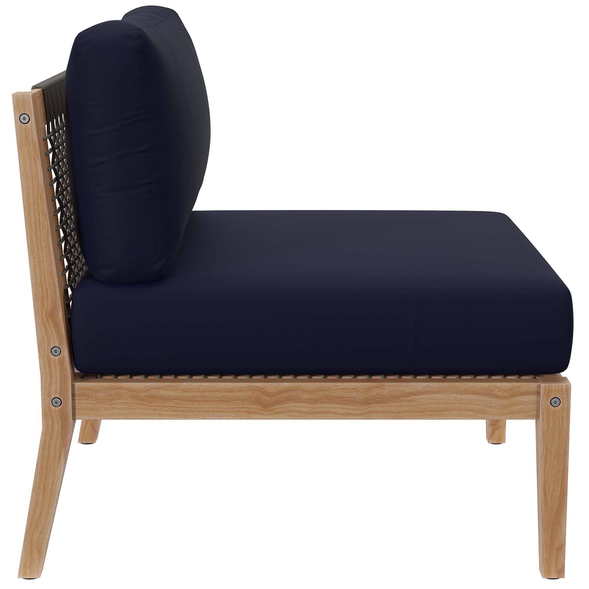 Alt View 6. Modway - Clearwater 6-Piece Outdoor Patio Teak Wood Sectional Sofa by Modway - Gray Navy.