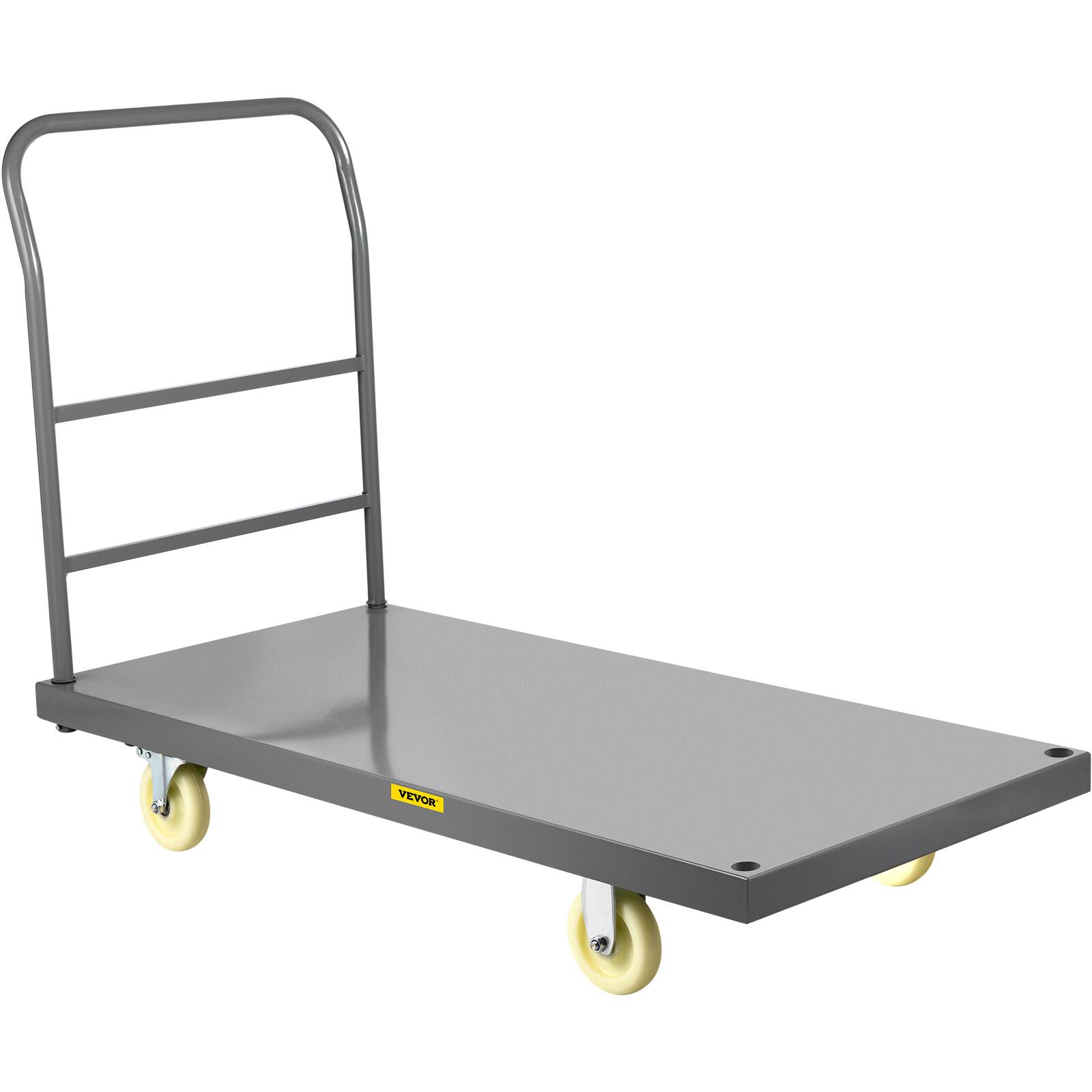 Alt View 5. VEVOR - Flatbed Utility Cart, Supports up to 2000 lbs, Dimensions 47"L x 24"W x 32"H, Equipped with 5" Nylon Wheels - Gray.