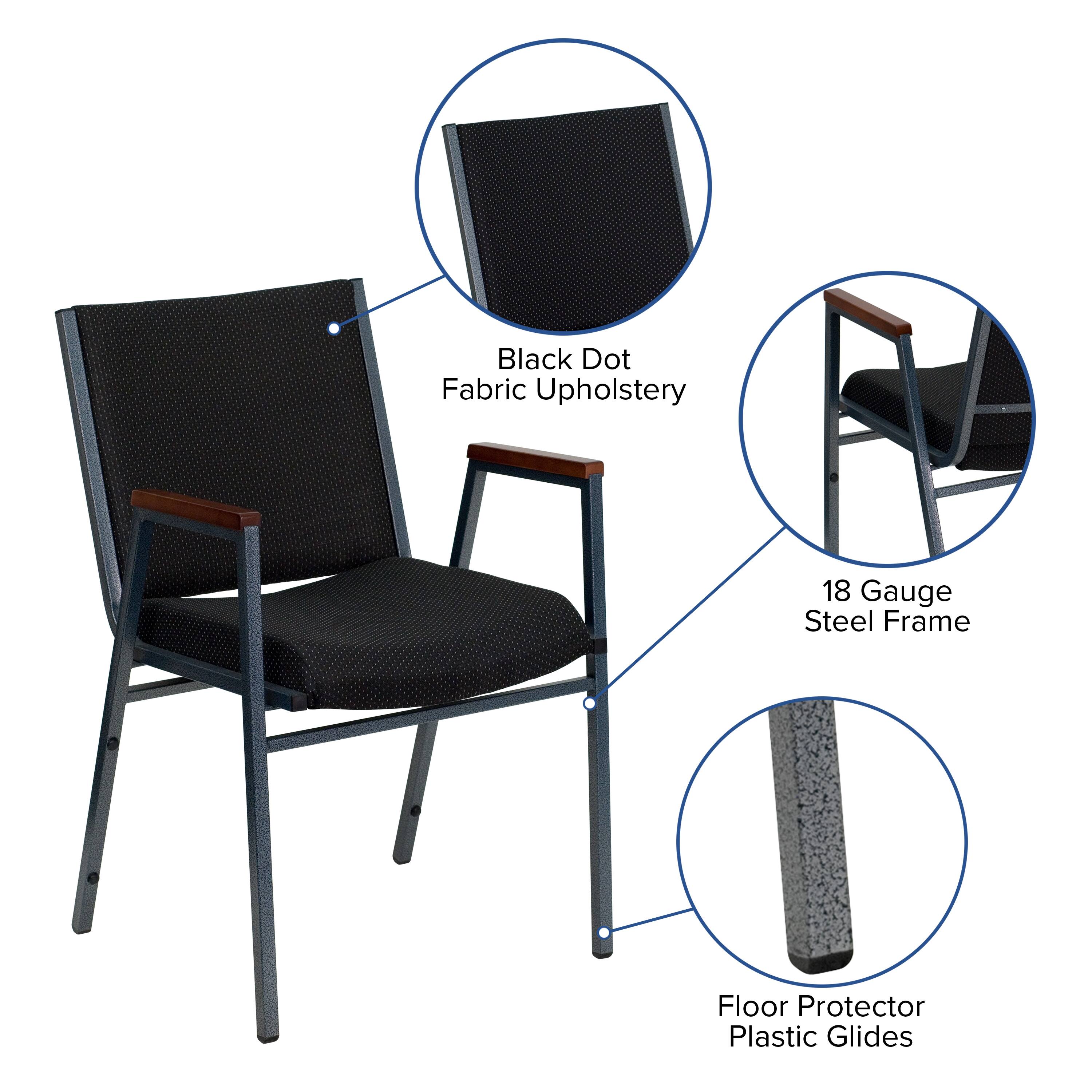 Black Dot Fabric Upholstery  
18 Gauge Steel Frame  
Floor Protector Plastic Glides