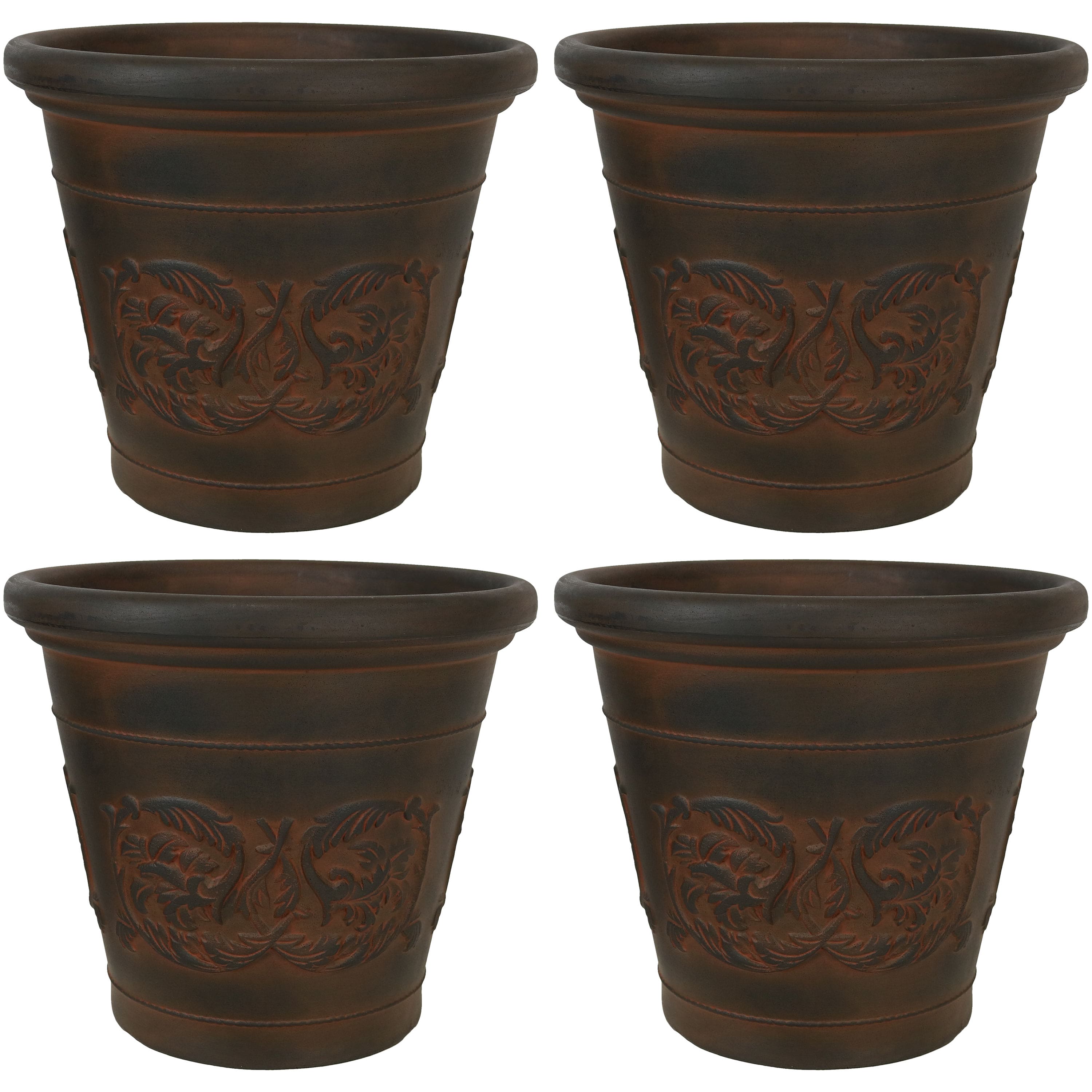 Sunnydaze - 16 in Arabella Dual-Wall Polyresin Planter - Set of 4 - Rust price history on PriceWatchPro