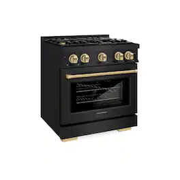 ZLINE - Autograph 30" Select Dual Fuel Black Stainless Range w/ Bronze Accents (HDRBZ-30-CB) - Black