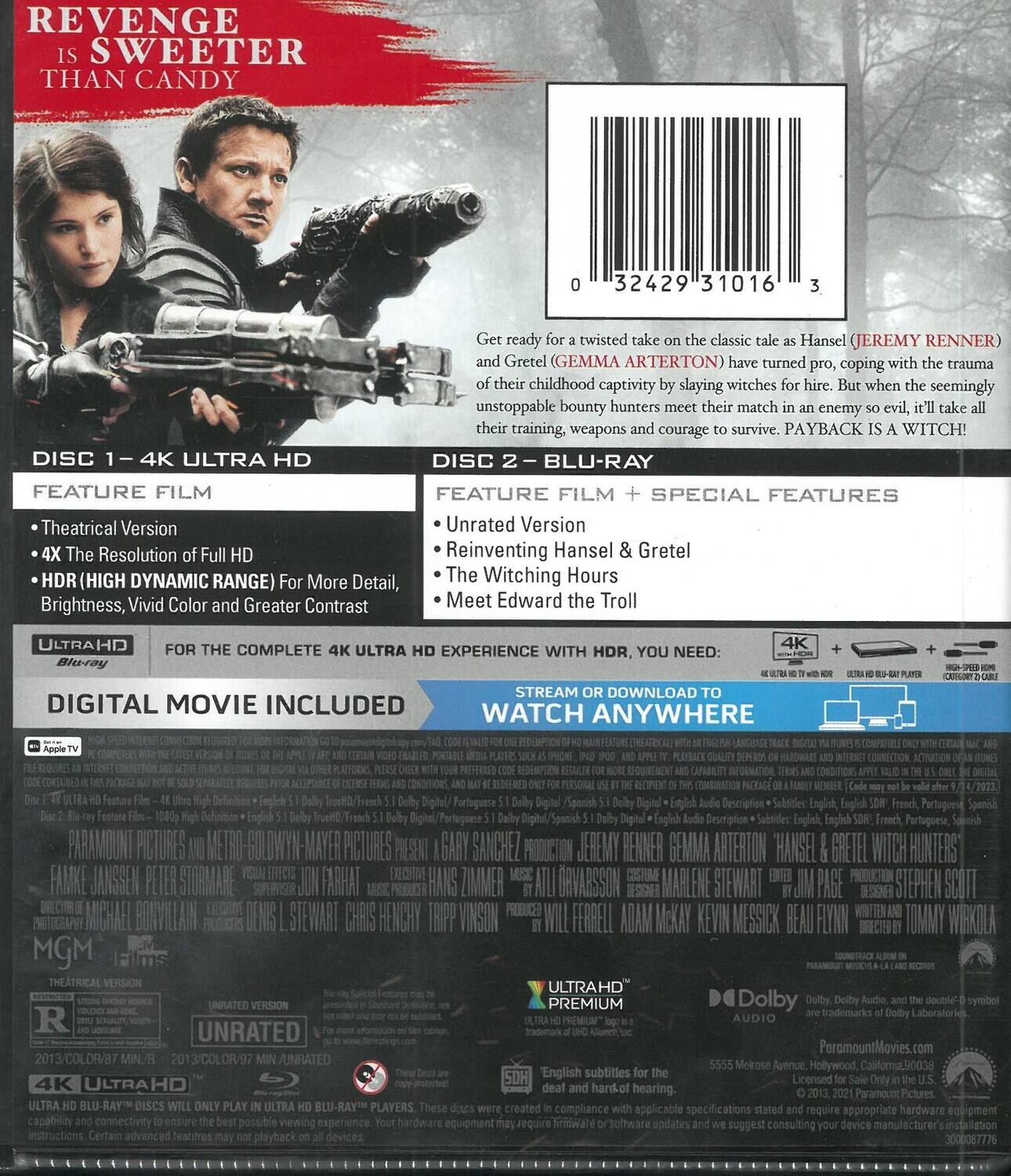 Alt View 1. Hansel & Gretel: Witch Hunters   - 4K Blu-Ray.