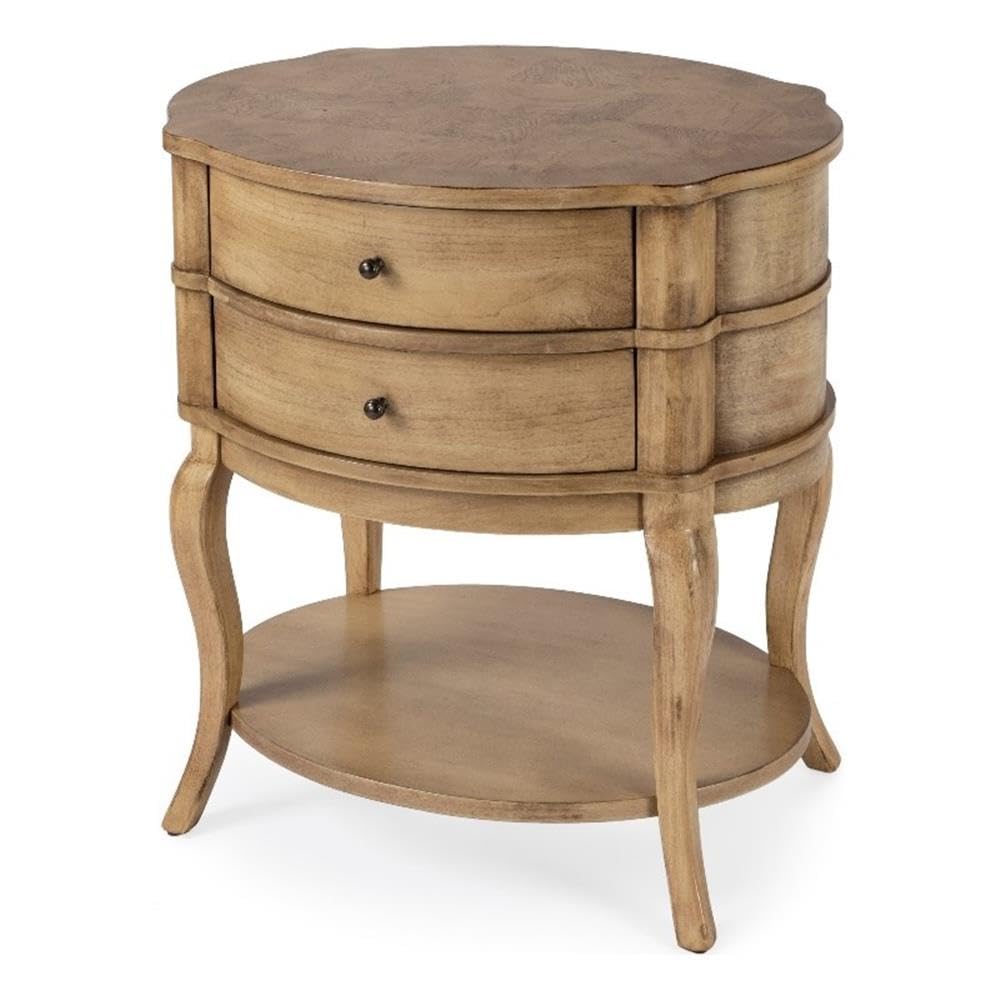 Front. Butler Specialty - Jarvis Oval 2-Drawer Side Table - Beige.