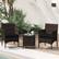Alt View 4. Costway - 3 PCS Outdoor Conversation Set with Cushioned Seat & Tempered Glass Tabletop - Black,Mix Brown.