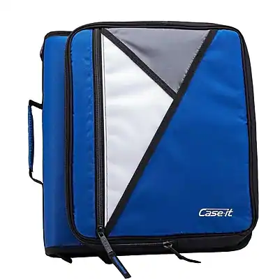 Front. Case It - 2" 3-Ring Zipper Binders - Blue.