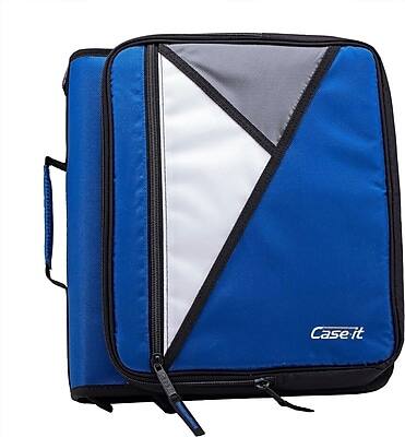 Front. Case It - 2" 3-Ring Zipper Binders - Blue.