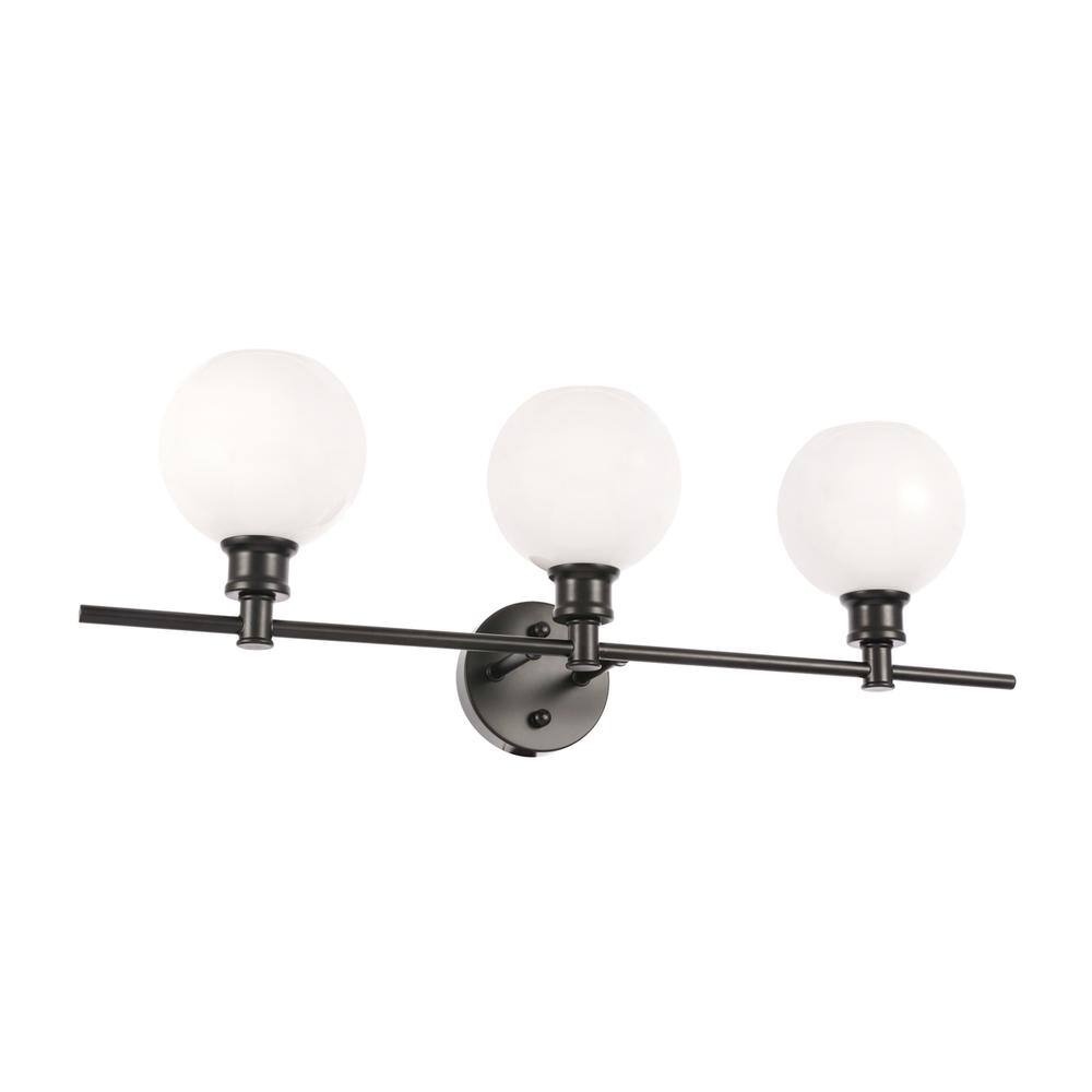 Alt View 7. Living District - Collier 3 light Black and Frosted white glass Wall sconce - Black And Frosted White Glass.
