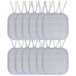 Sweet Home Collection - Aria Memory Foam Non-Slip 16" x 16" Chair Cushion Pad with Ties, 12-Pack - Silver/Blue