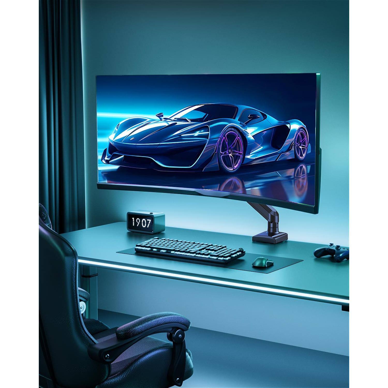 Alt View 5. Hirose Alice - Single Monitor Desk Mount  13-32 Inch Adjustable Gas Spring Arm Computer Display Stand Holder With Clamp And G - Black.