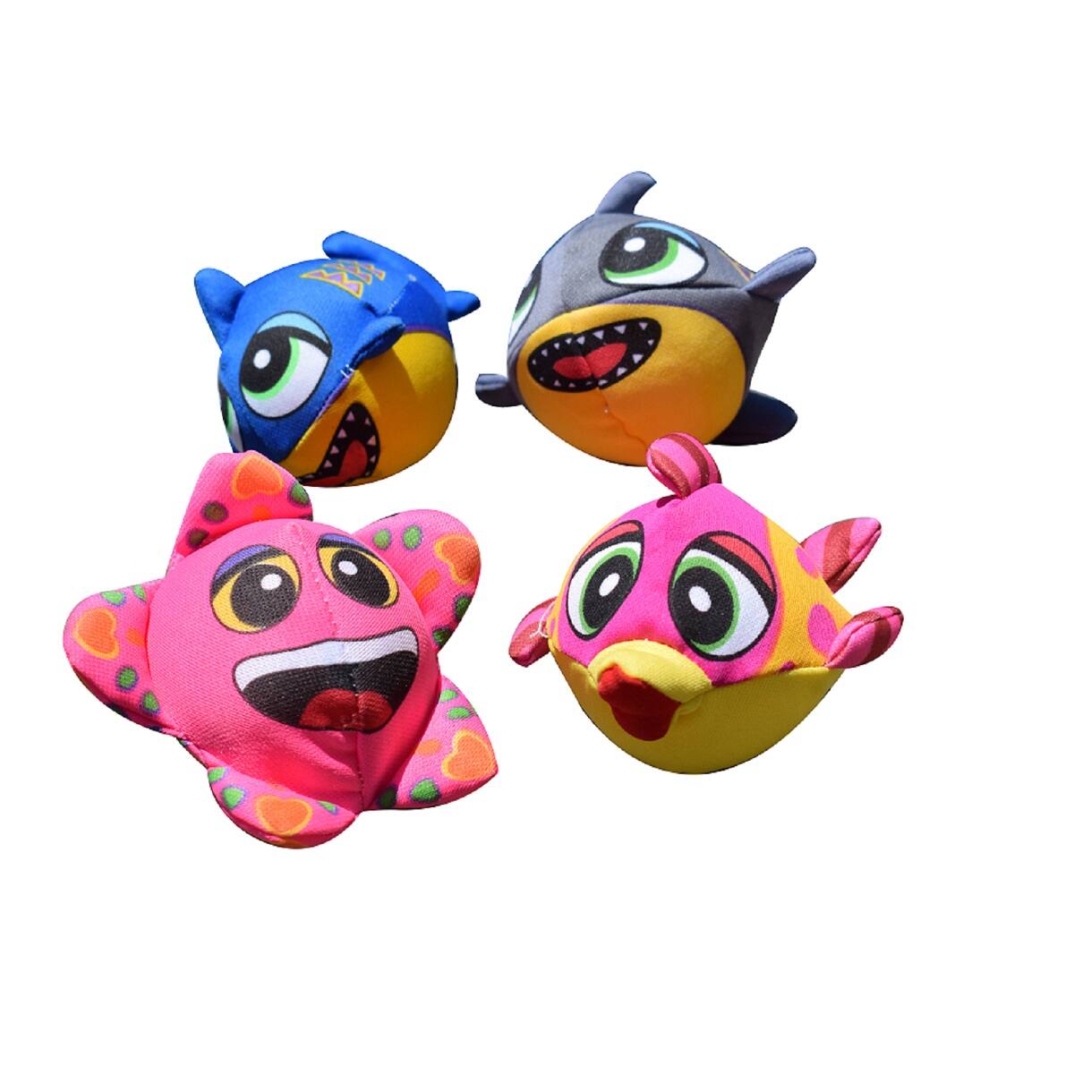 Front. Swim Central - Set of 4 Pink and Yellow Fish Splasher Bombs Outdoor Pool Game 5" - Pink.