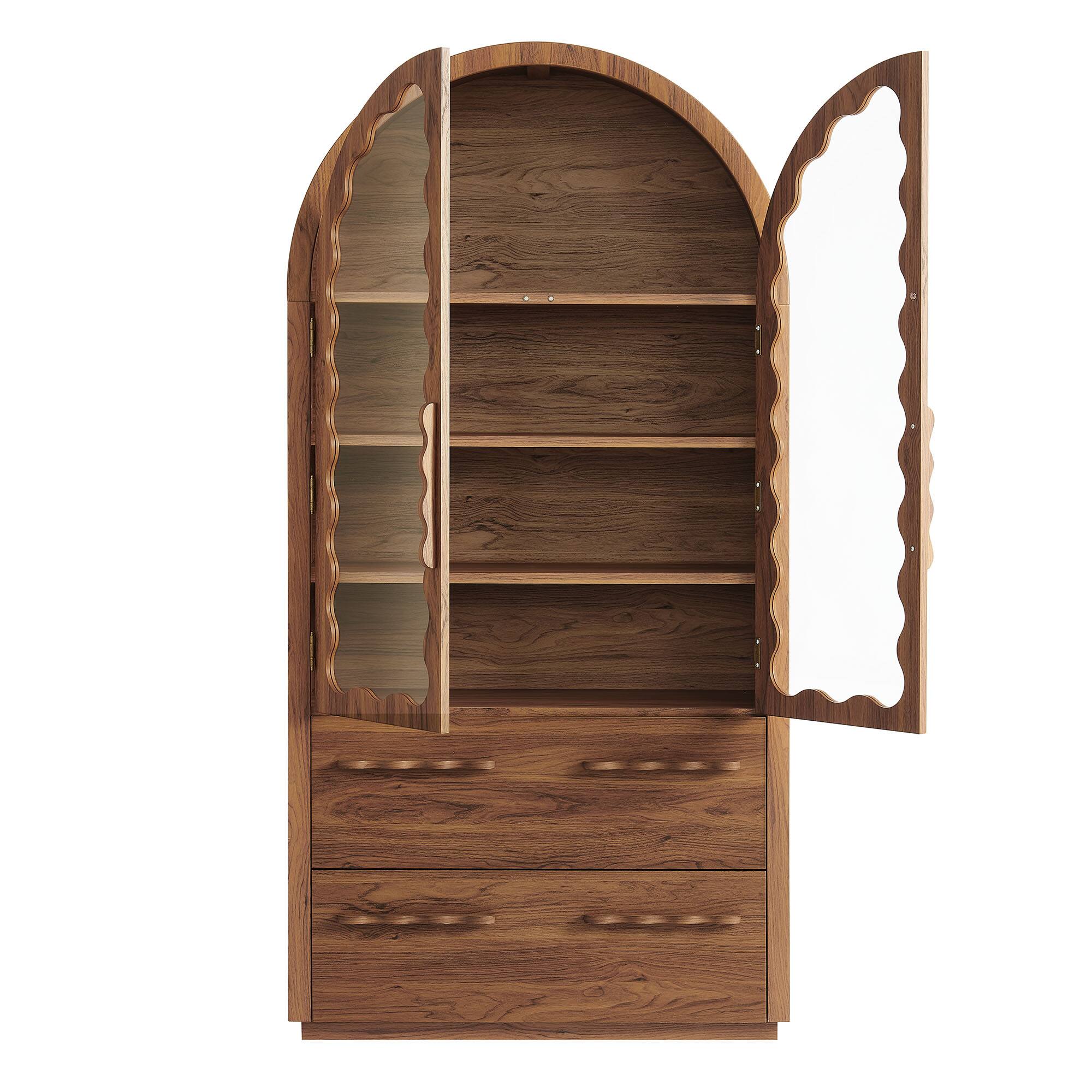 Alt View 6. Modway - Rory 76 Inch Arched Kitchen Pantry Cabinet by Modway - Walnut.