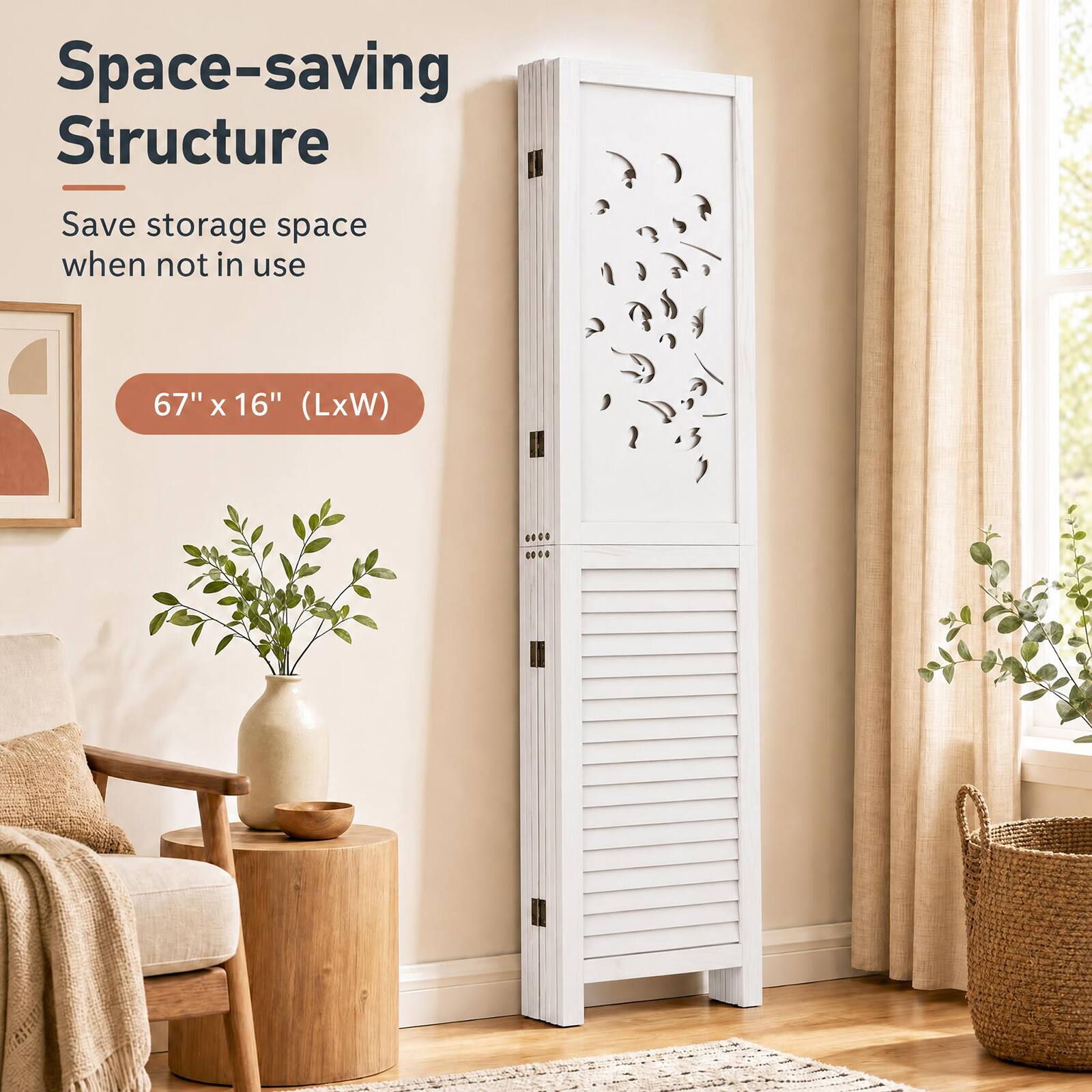 Space-saving Structure  
Save storage space when not in use  
67" x 16" (LxW)