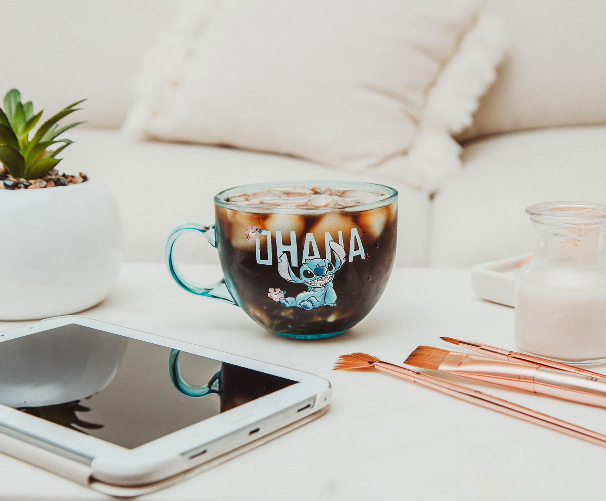 Alt View 3. Disney - Disney Lilo & Stitch Ohana Glass Coffee Mug | Holds 16 Ounces - Blue.