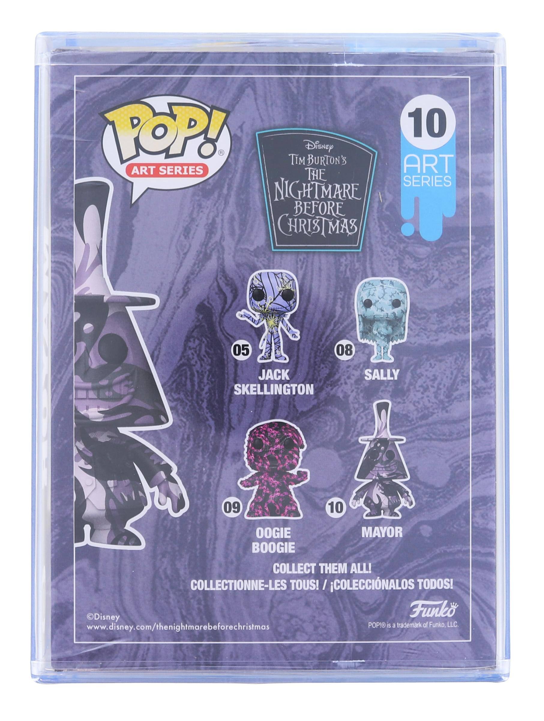 POP! 10 ART SERIES  
Disney Tim Burton's The Nightmare Before Christmas  
05 Jack Skellington  
08 Sally  
09 Oogie Boogie  
10 Mayor Boogie  

Collect Them All!  
Collectionne-les tous! / Coleccionalos todos!  

Disney Funko  
www.disney.com/thenightmarebeforechristmas  

POP! is a trademark of Funko, LLC