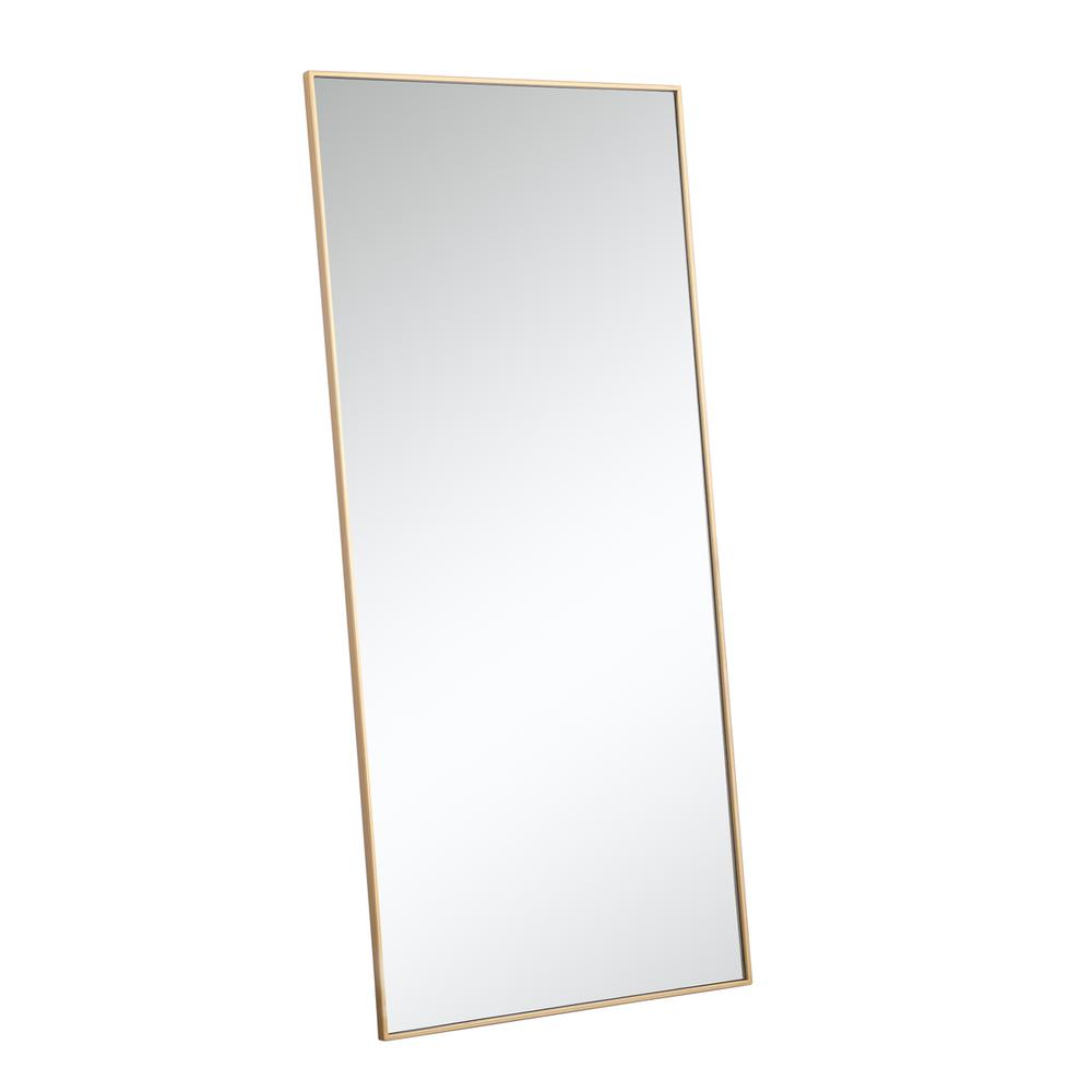 Alt View 1. Elegant Decor - Metal frame rectangle mirror 30 inch in Brass - Brass.