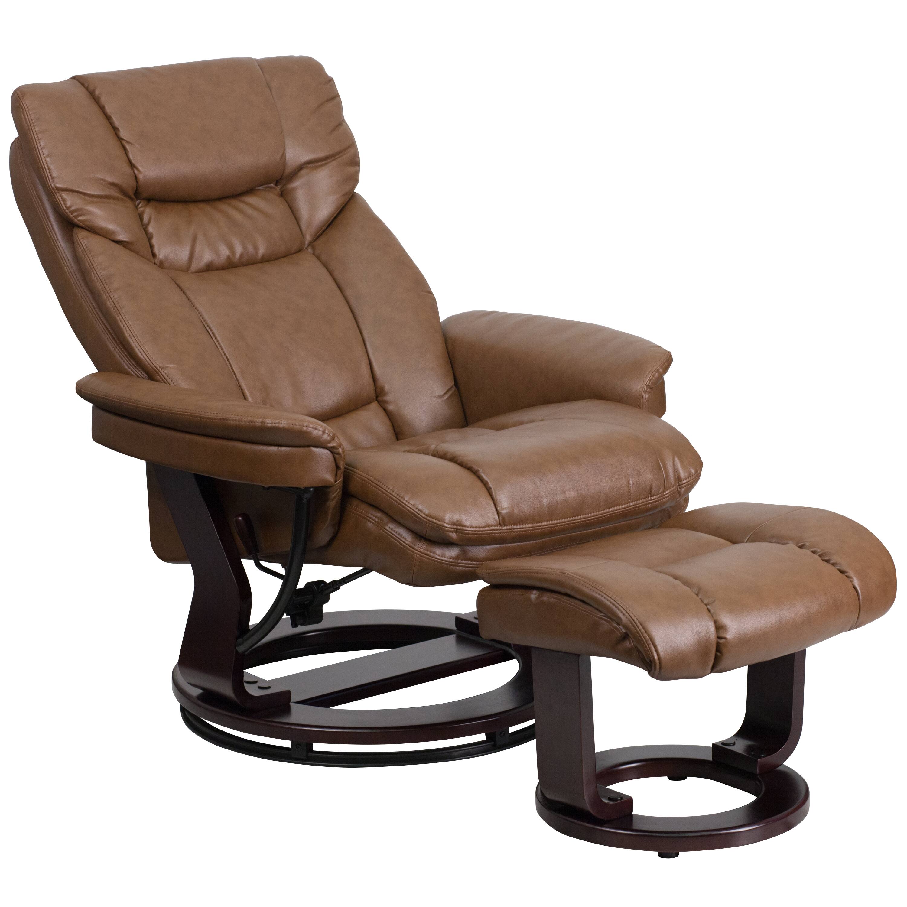 Alt View 19. Alamont Home - Allie Palimino LeatherSoft Multi-Position Recliner &Curved Ottoman w/Mahogany Base - Palimino.