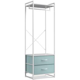 Sorbus - Clothing Rack with Drawers - Clothes Stand Dresser - Wood Top, Steel Frame for Hanging Shirts, Dresses, & Jackets - Aqua