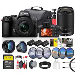 Z50 II Mirrorless Camera w Nikon Z DX 16-50mm & 50-250mm Lenses + More (International Version)