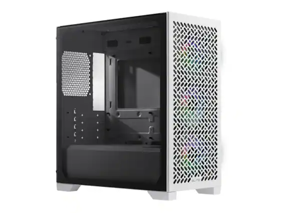Front. Cooler Master - Cooler Master Elite 302 White Micro-ATX Case, 365mm GPU, 280mm AIO, Type C, Tempered Glass, Triple 120mm aRGB PWM Fan - White.