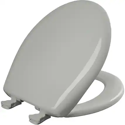 Front. BEMIS - Bemis Round Plastic Toilet Seat in Ice Grey with STA-TITE Seat Fastening System, EasyClean and WhisperClose Hinge - Ice Grey.