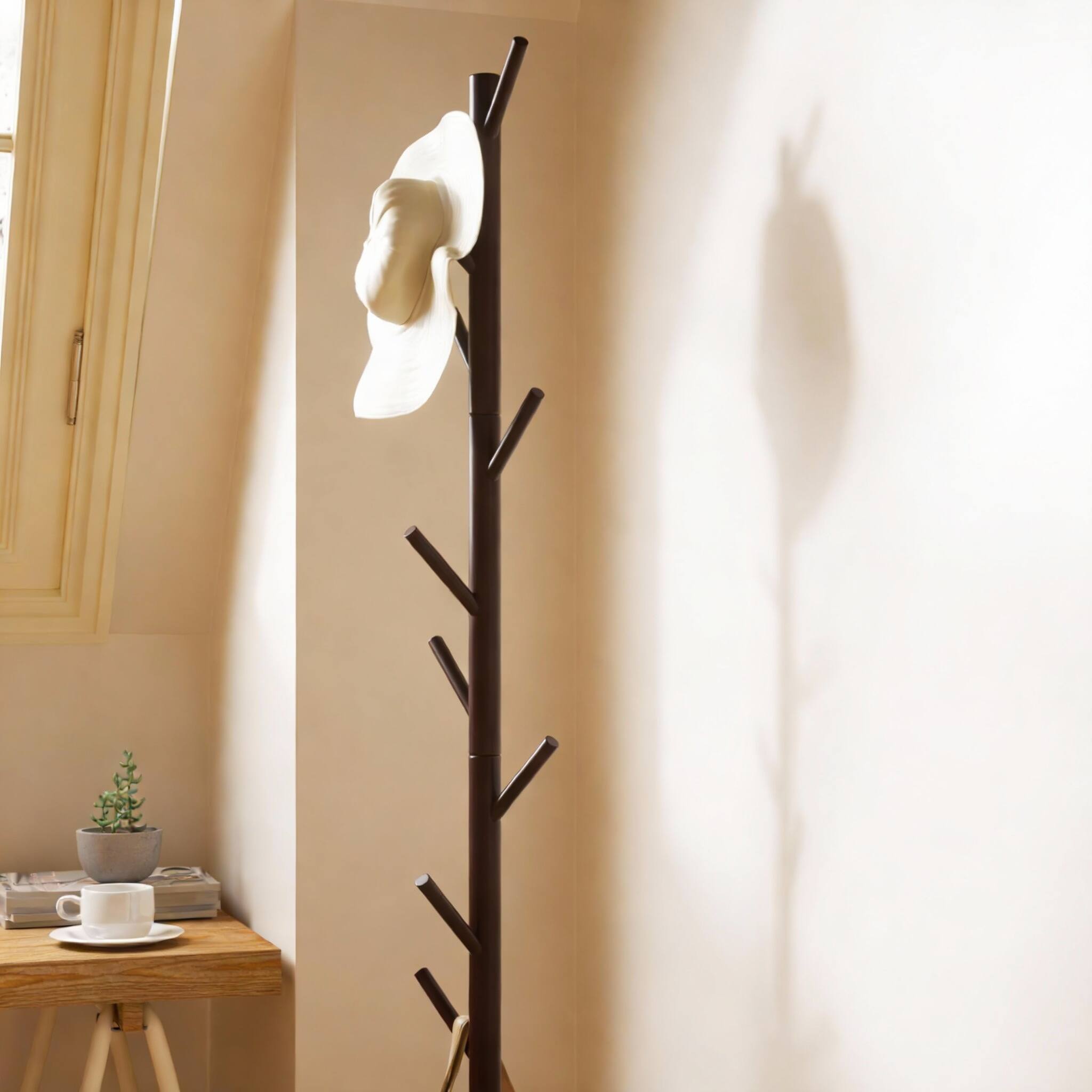 Alt View 2. Frangdom - Bamboo Coat Tree 9 Hooks 4 Heights Tool-Free Assembly - Coffee 13.2"D x 13.2"W x 68.8"H.