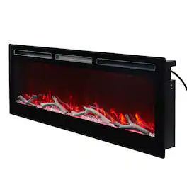 Edyo Living - Wall Mount or Recessed Electric Fireplace with Touch Screen, 50 Inch - Black