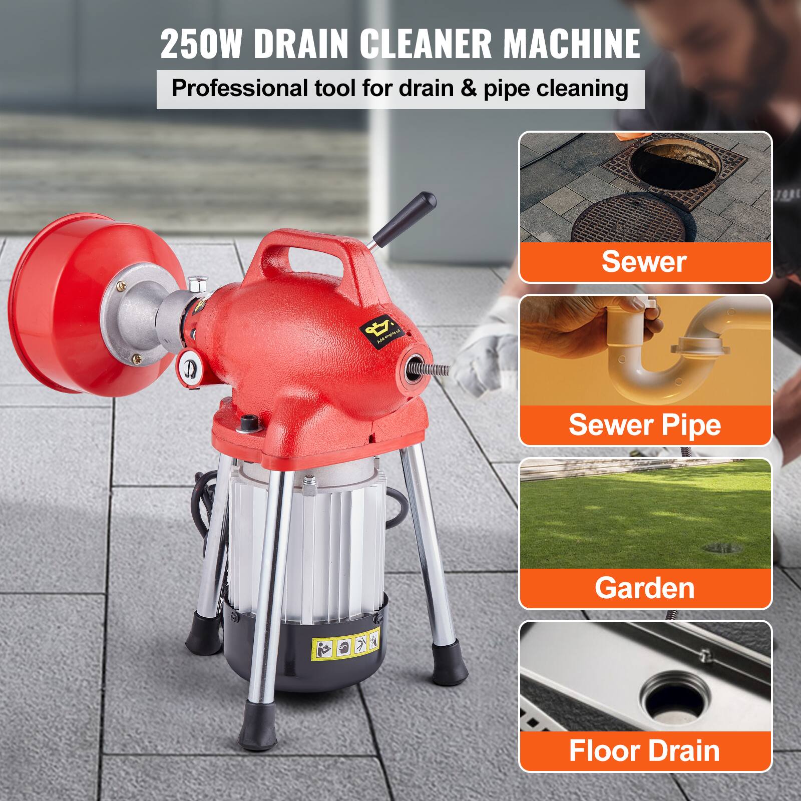 250W DRAIN CLEANER MACHINE Professional tool for drain & pipe cleaning
Sewer
Sewer Pipe
Garden
Floor Drain