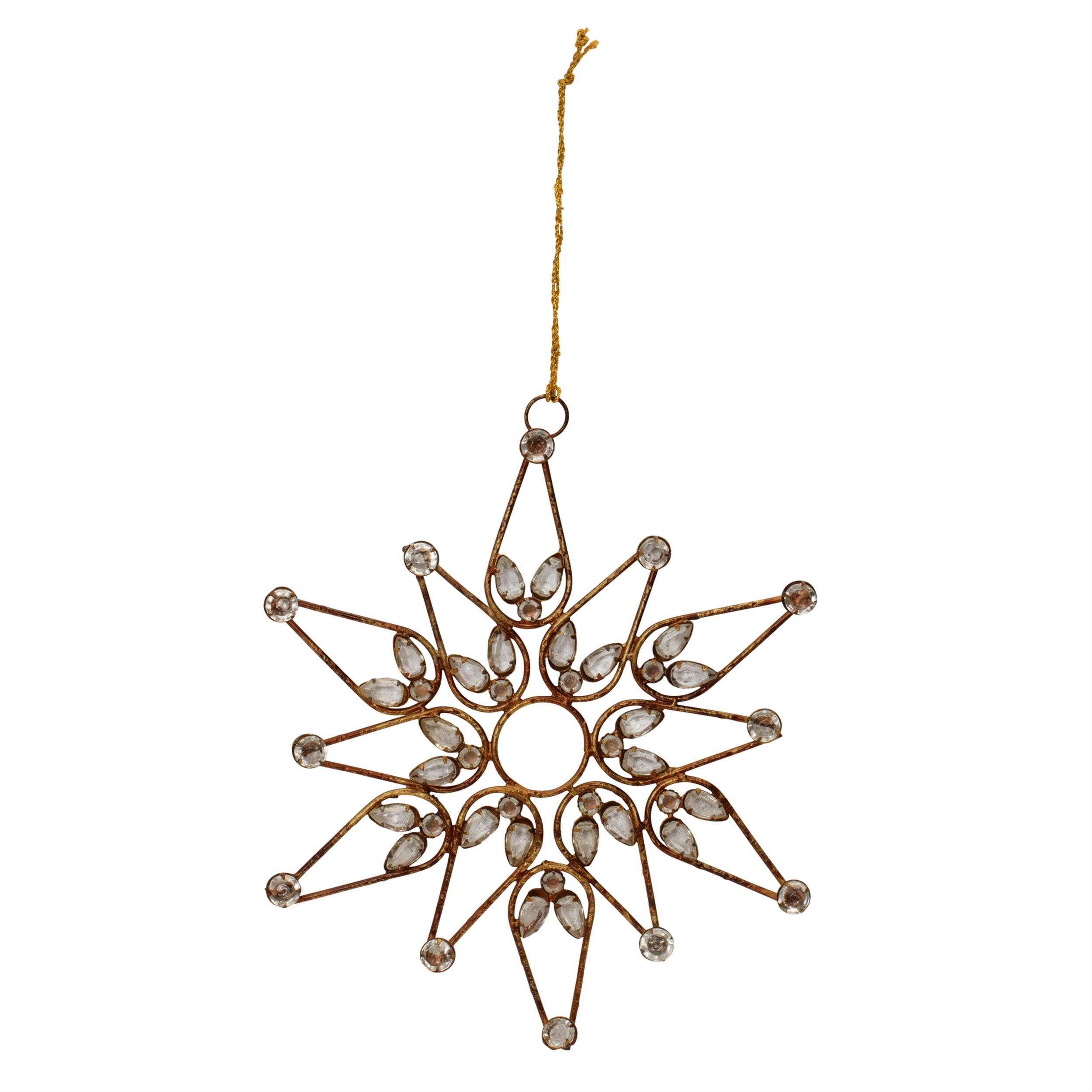 Angle. BreeBe - Bronze Jeweled  Snowflake Ornament (Set of 4) - Bronze.