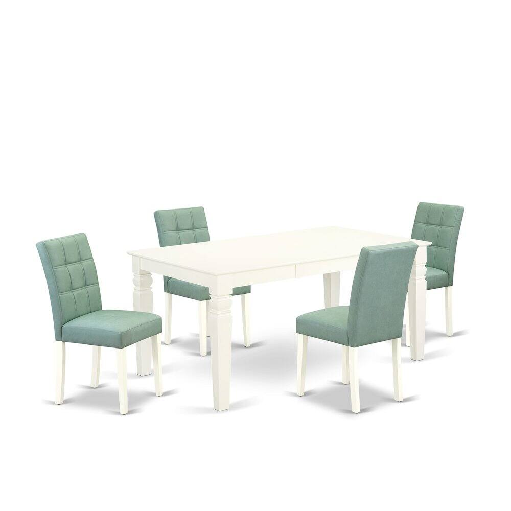 Back. East West Furniture - 5 Piece Table Set contain A Modern Table - Linen White.
