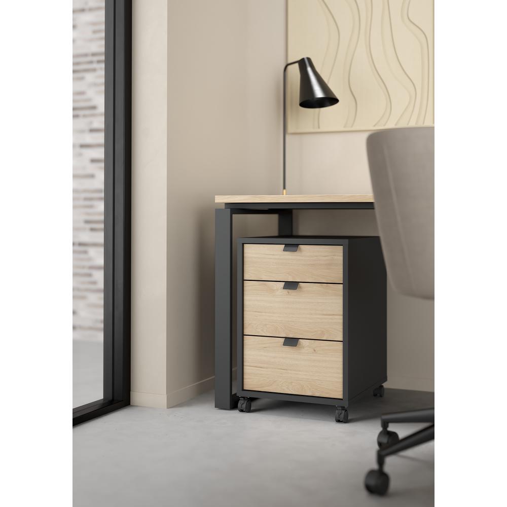Alt View 6. Tvilum - Sign 3 Drawer Mobile Cabinet, Matte Grey/Jackson Hickory - Gray.