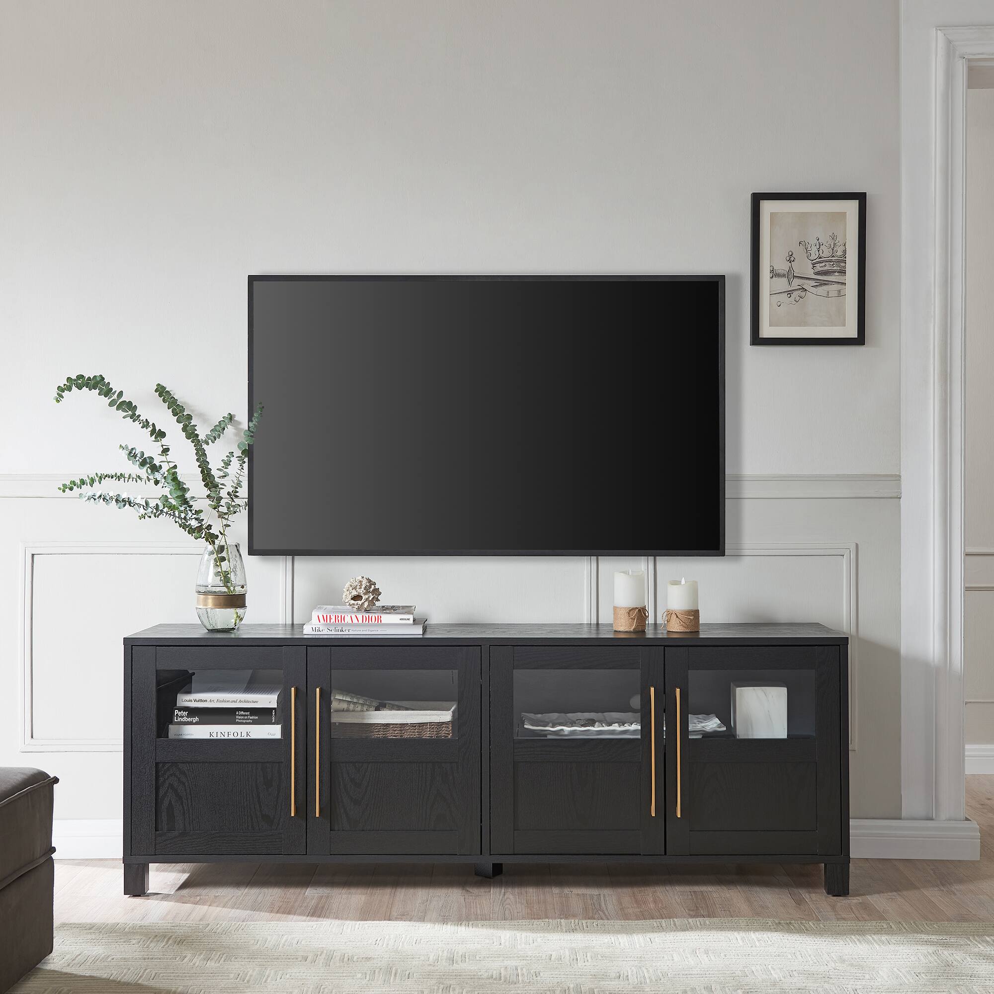 Alt View 1. Hudson&Canal - Holbrook TV Stand for Most TVs up to 75" - Black Grain.