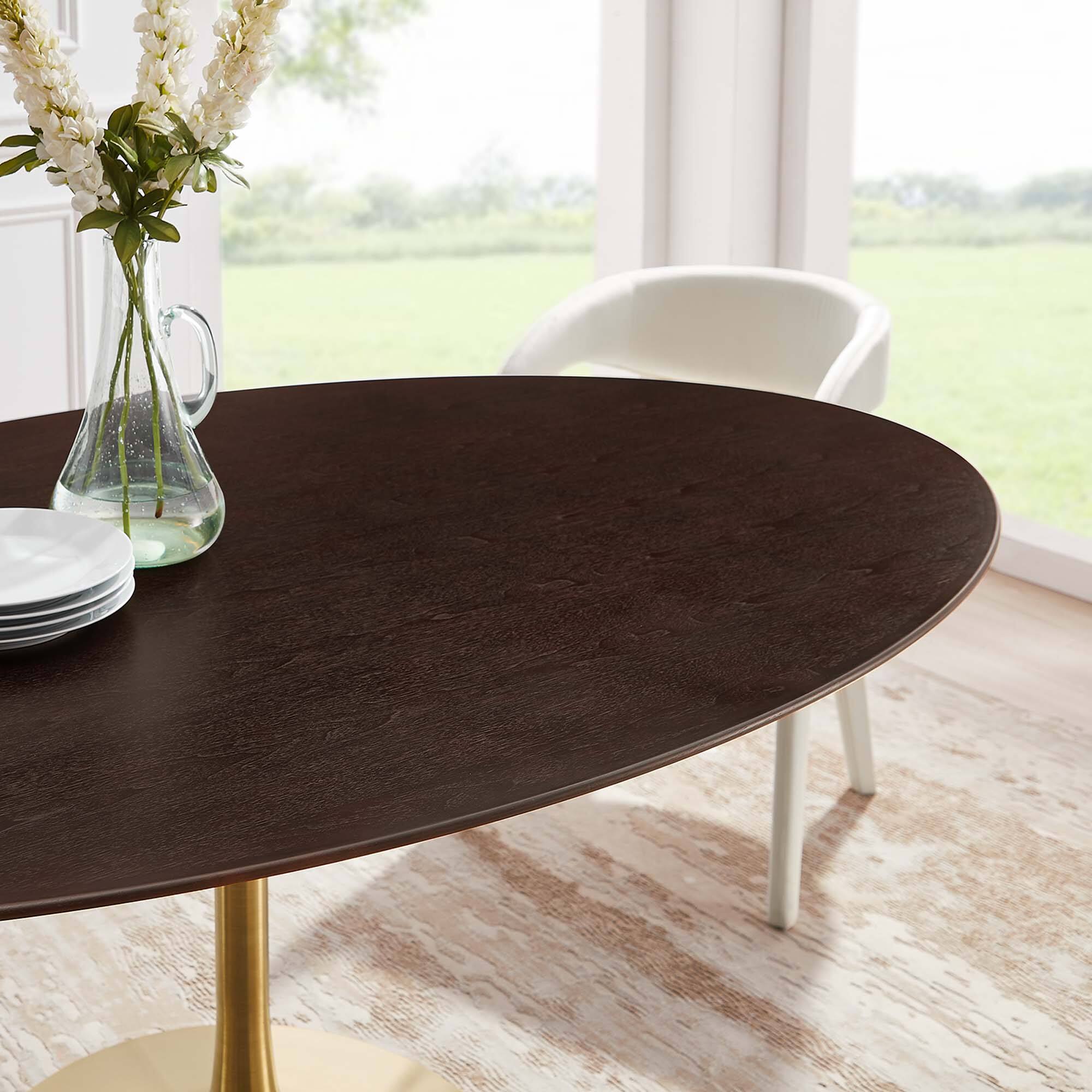 Alt View 6. Modway - Lippa 78" Oval Wood Dining Table by Modway - Gold Cherry Walnut.