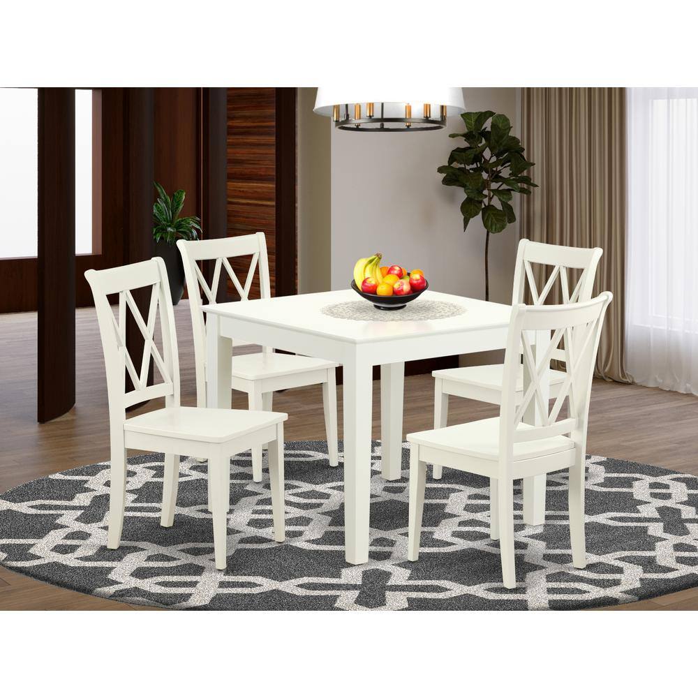 Left. East West Furniture - Dining Room Set Linen White - Brown.