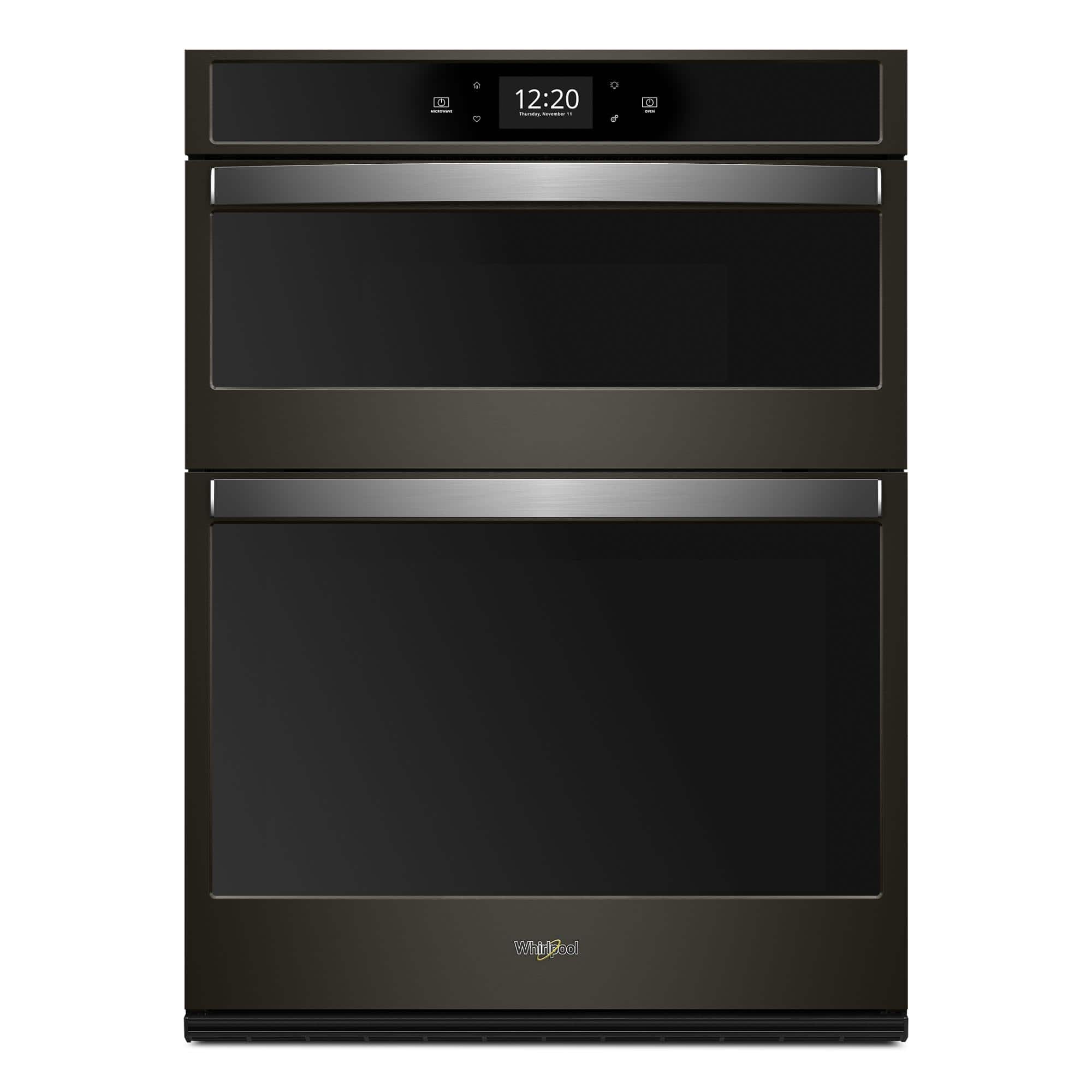 Front. Whirlpool - 30" Built-In Electric Single Convection Wall Oven with Microwave with Air Fry when Connected - Black Stainless Steel.