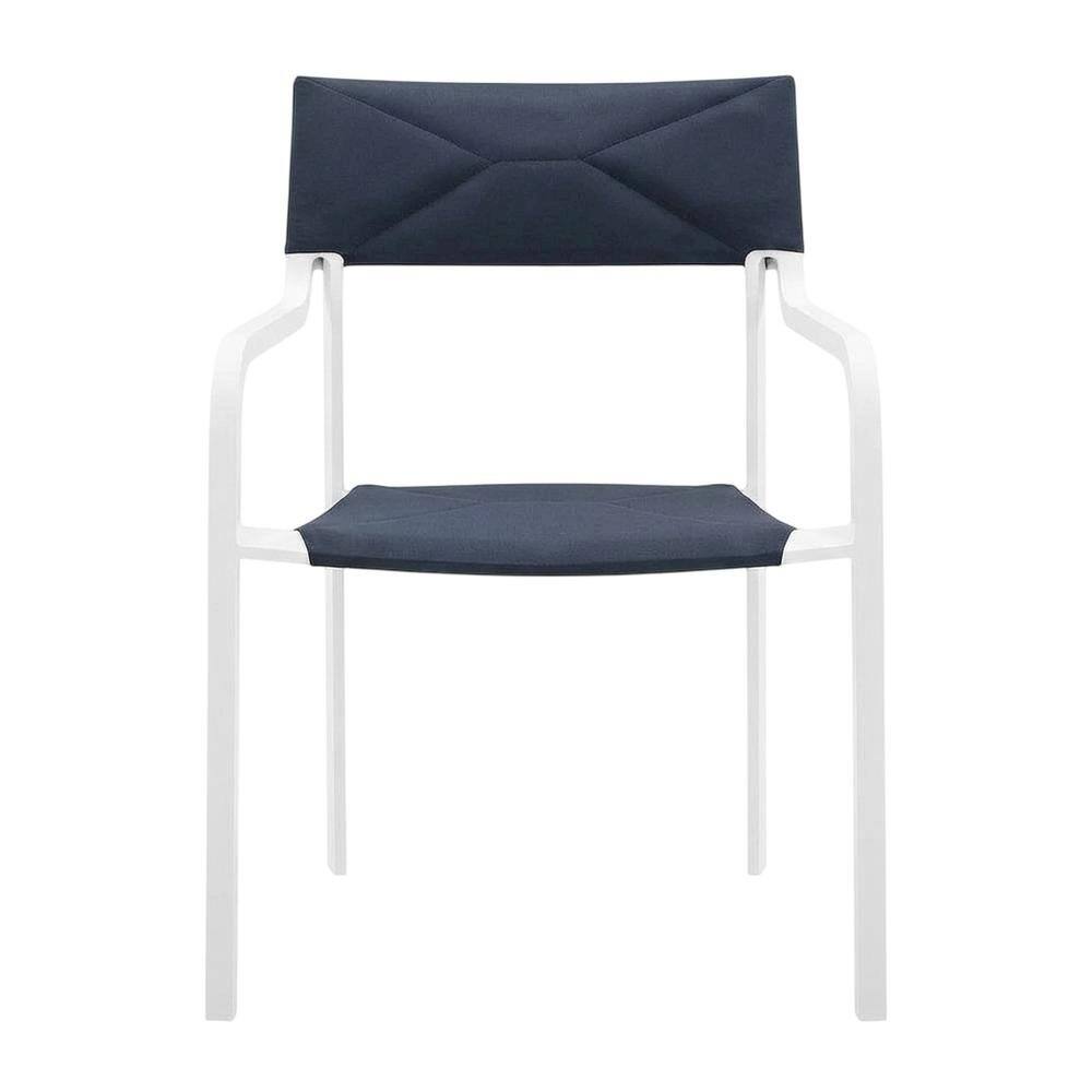 Back. Outdoor Escape - Stackable Aluminum Dining Armchair For Outdoor Patio Lounge - White.
