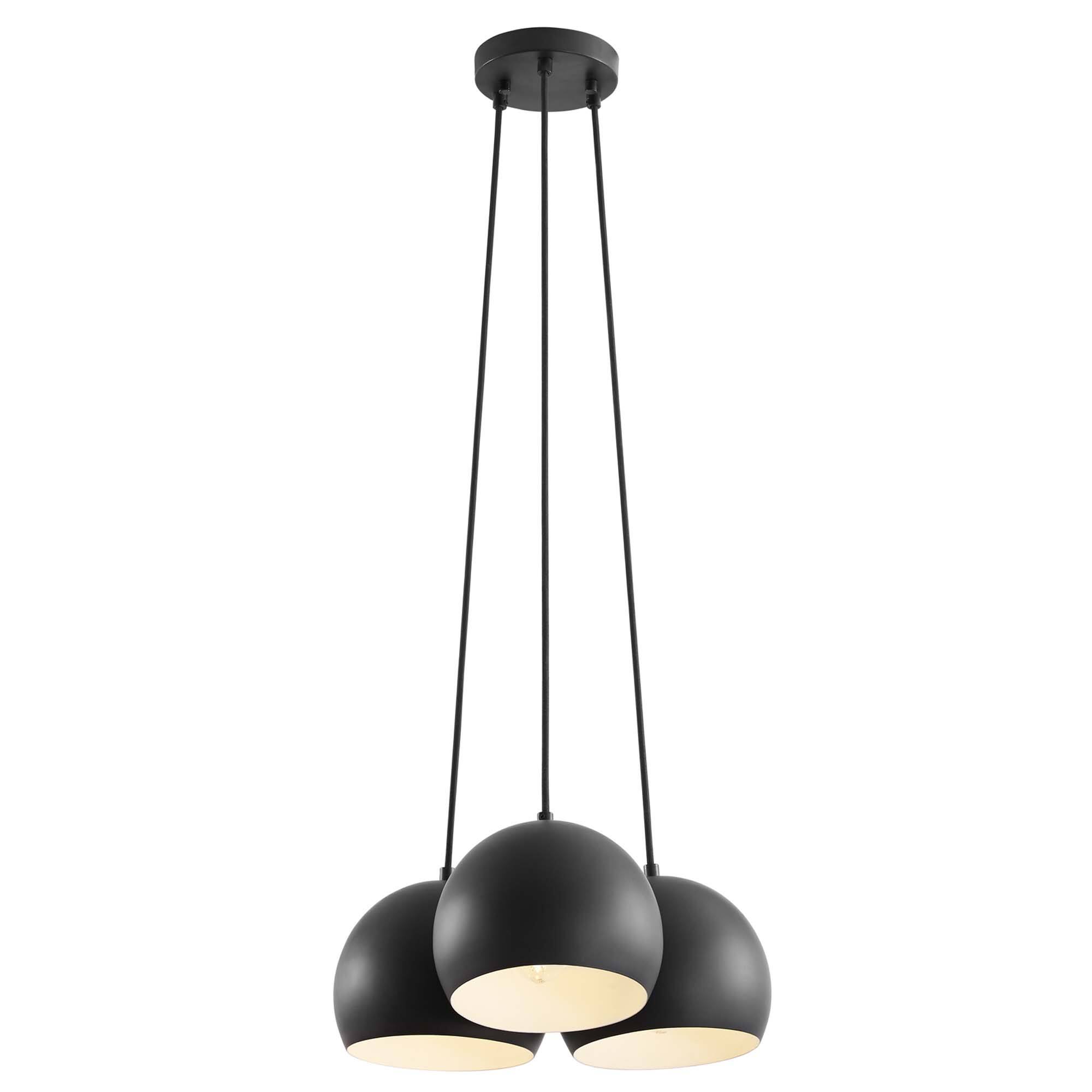Alt View 2. Modway - Chalice 3-Light Metal Pendant by Modway - Black.