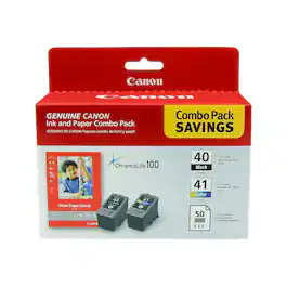 Canon - 40/41 Standard Yield Ink Cartridge 2/Pack w/ Photo Paper (0615B009) - Black | Tri-color