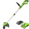 Greenworks - 24V Cordless String Trimmer/Edger (Gen 2), with 2.0Ah Battery and Charger - Green