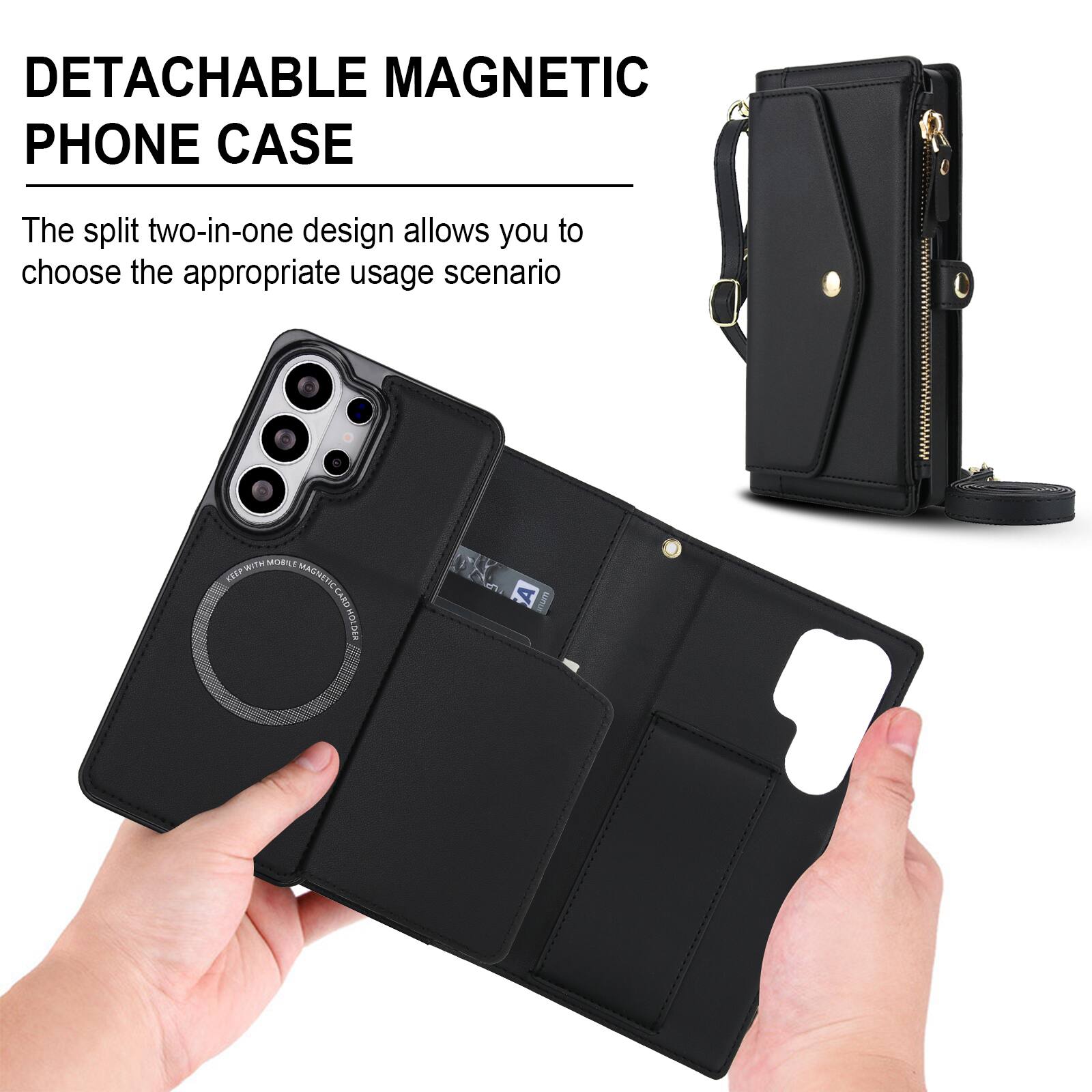 DETACHABLE MAGNETIC PHONE CASE

The split two-in-one design allows you to choose the appropriate usage scenario

WITH MOBILE KEEP MAGNETIC CARD CARD HOLDER