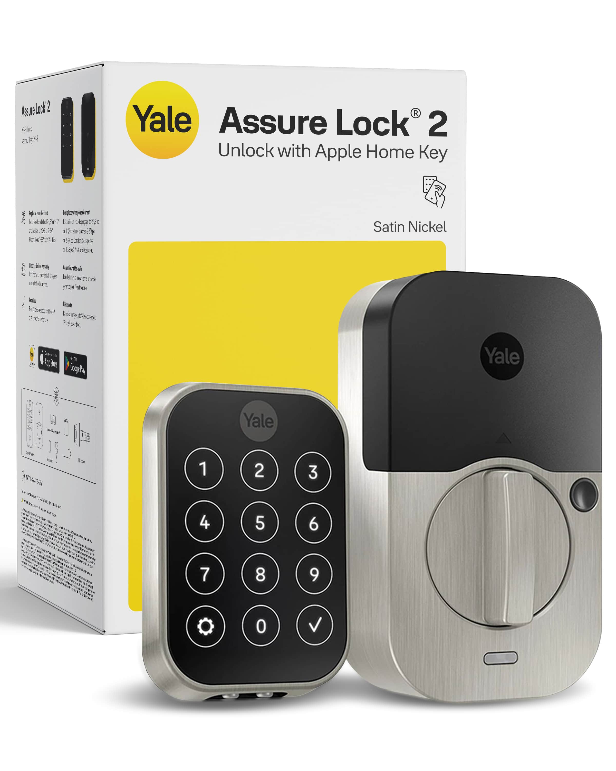 Yale - Assure Lock 2 - Smart Lock Keyless Wi-Fi Deadbolt with APPLE HOME KEYS | Touchscreen Keypad Access - Satin Nickel