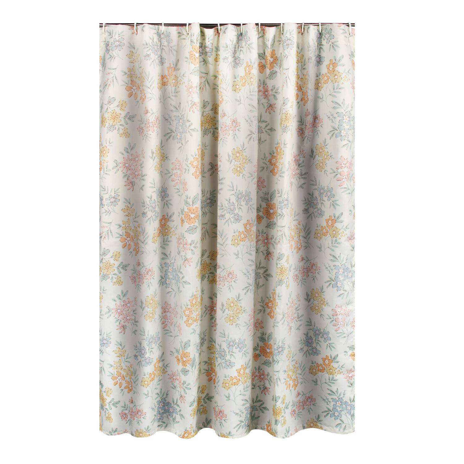 Front. Greenland Home Fashions - Greenland Home Fashions Chloe Floral Print 12 Buttonholes Bath Shower Curtain 72" x 72" Pastel - Pastel.