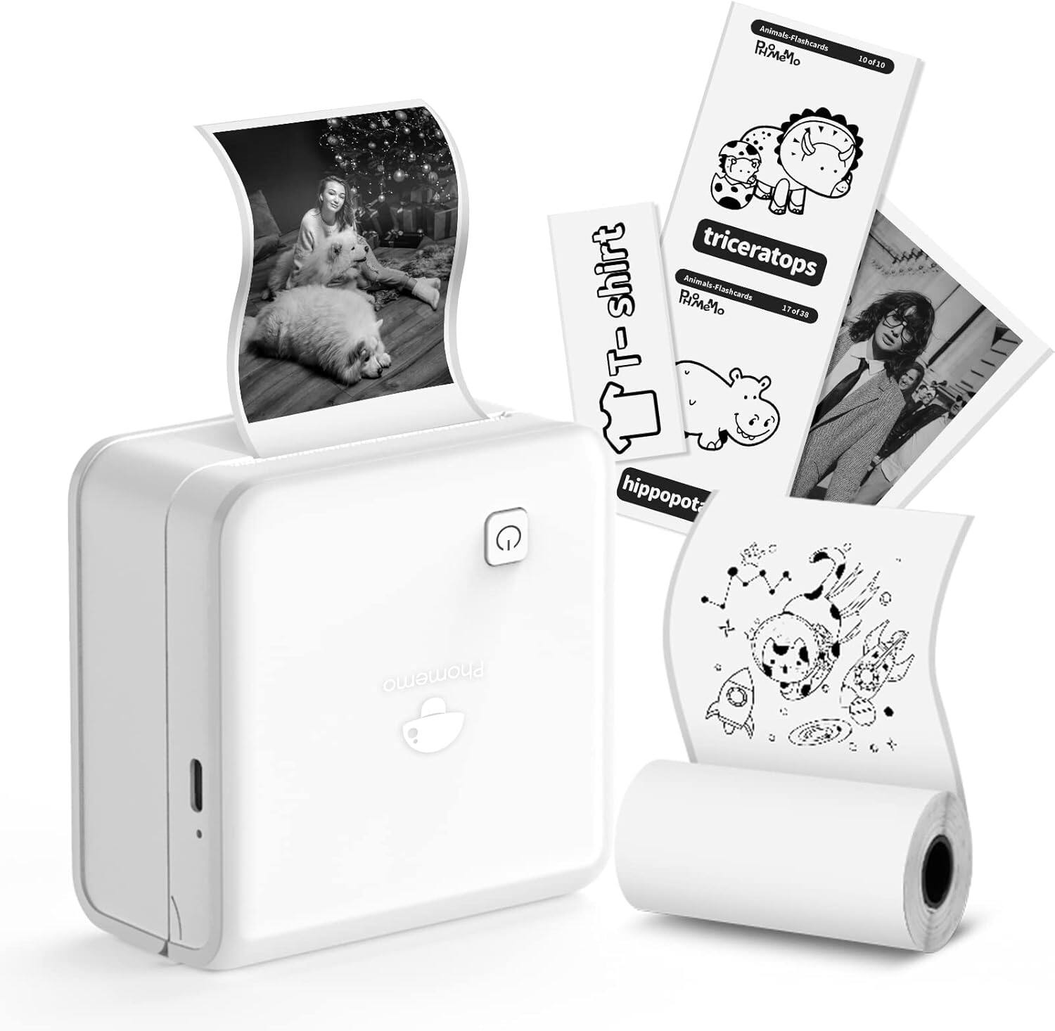 Phomemo - M02 PRO Portable Mini Printer for Sticker, Photo, Study Notes, Bullet Journal, DIY Christmas Gift - White