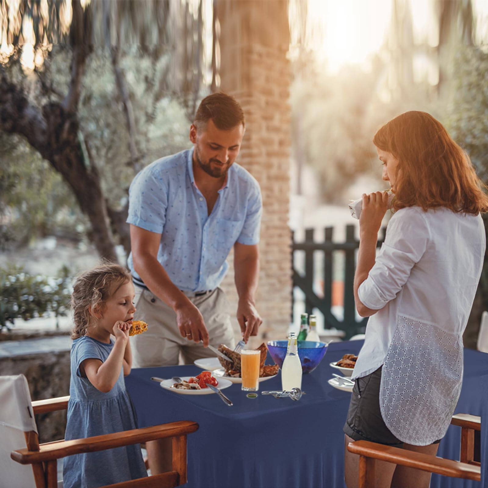 Alt View 5. Dapper Styles - Table Skirts For Rectangle Tables - One-piece Navy Tablecloths And Skirt Wrinkle Resistant Ruffles Elastic ... - Red-48" x 30" (Rectangular).